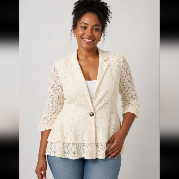 Apostrophe Jackets & Blazers - APOSTROPHE Lace Bling See Through Blazer S